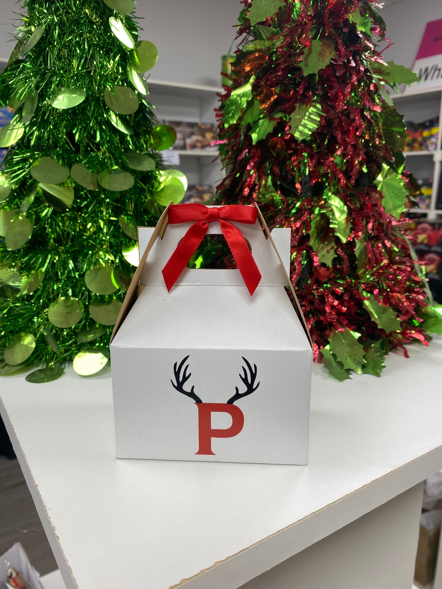 Personalized Christmas Treat Box with Antlers