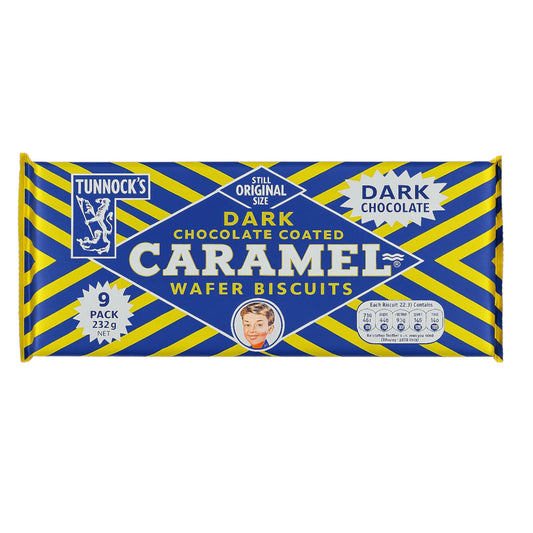 Tunnock’s Dark Chocolate Coated Caramel Wafer Biscuits - 8 pack x 30g